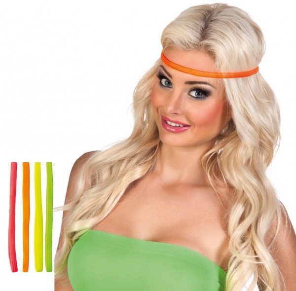 Neon Hippie-Stirnbänder Set 4-teilig