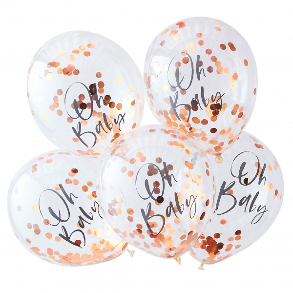 5 Newborn Star Oh Baby Konfettiballons 30cm