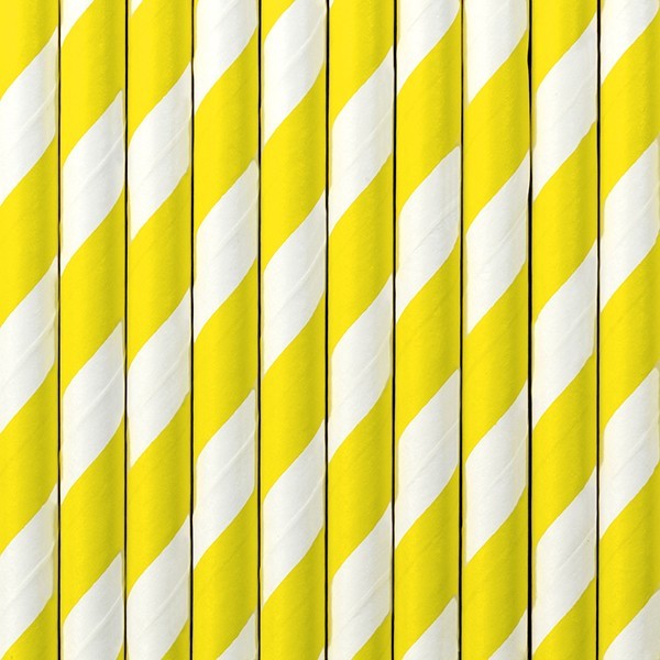 10 Strohhalme gelb-weiß 19,5cm 2