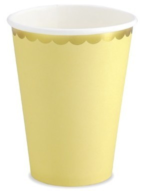 6 Candy Party Pappbecher gelb 220ml