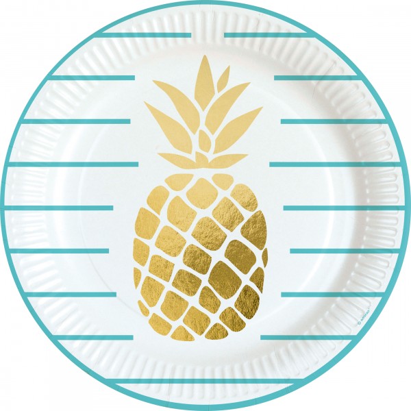 8 Pappteller Ananas Garten