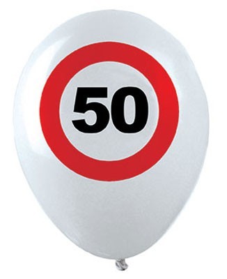 12 Verkehrsschild 50. Geburtstag Luftballons