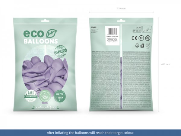 100 Eco Pastell Ballons lavendel 30cm 2