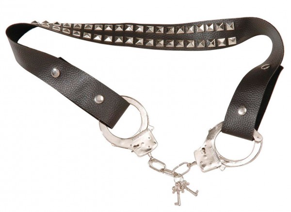 Schwarzer Nietengürtel Mit Handschellenverschluss