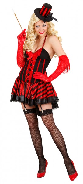 Burlesque Showgirl Damenkostüm Schwarz Rot
