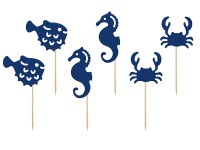 6 maritime Cupcake Stecker Ahoi 12cm