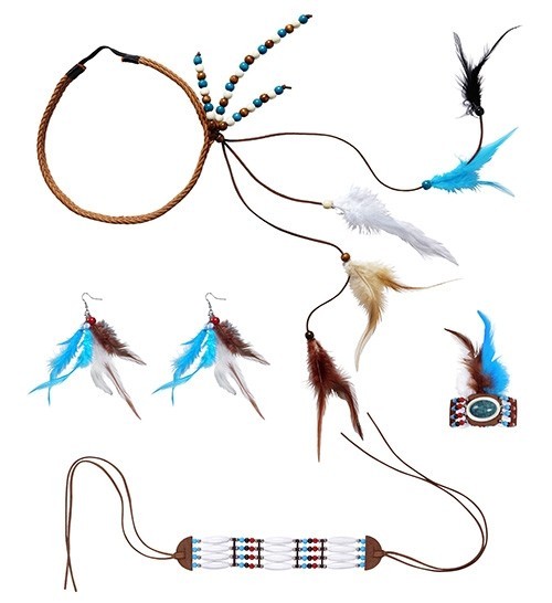 Indianer Feder Schmuck Set 5-teilig