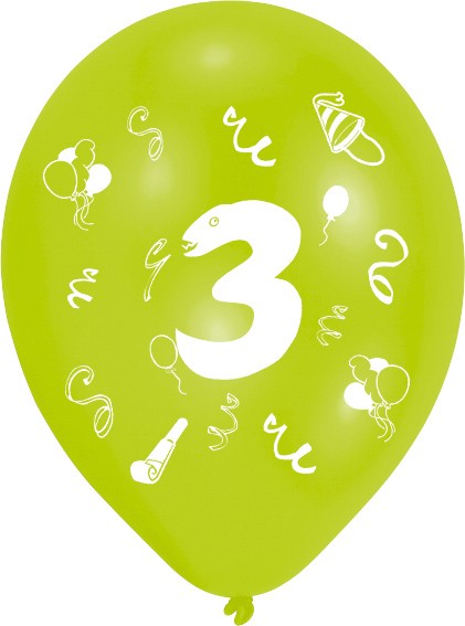 8 Verrückte Zahlen-Ballons 3.Geburtstag Bunt