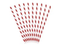10 gestreifte Papier Strohhalme rot 19,5 cm
