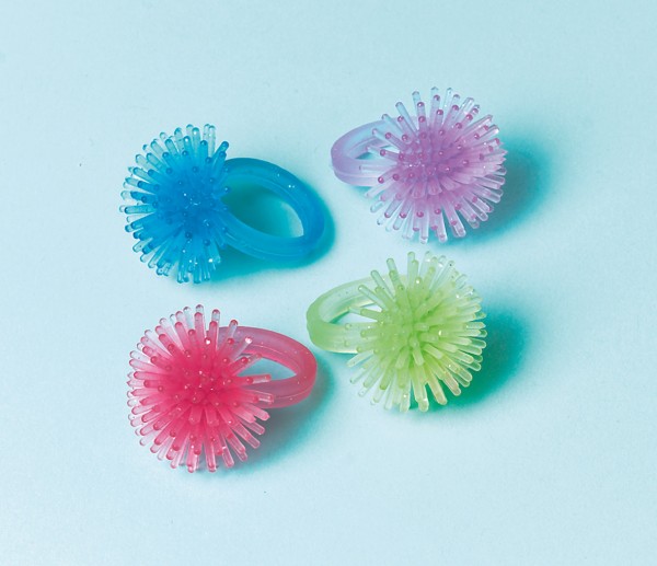 Witzige Bunte Ringe Mit Bommel Aus Gummi 12 Stück
