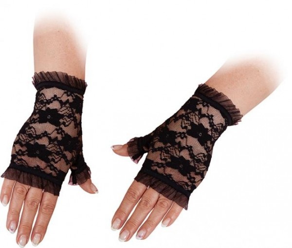Fingerlose Spitzenhandschuhe Schwarz