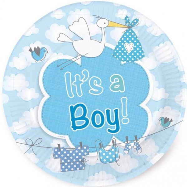 8 Pappteller Adebar It´s a Boy