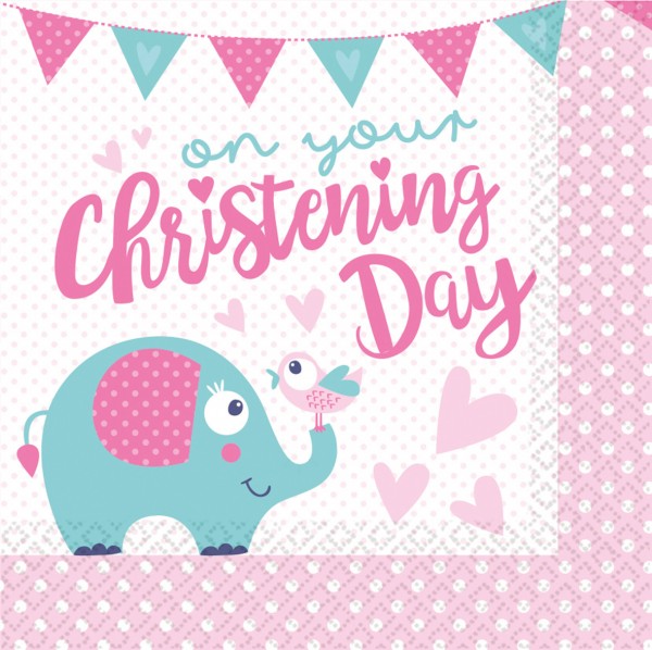 16 Christening Day Servietten rosa 33cm