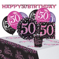 Pink 50th Birthday Deko Set 41-teilig