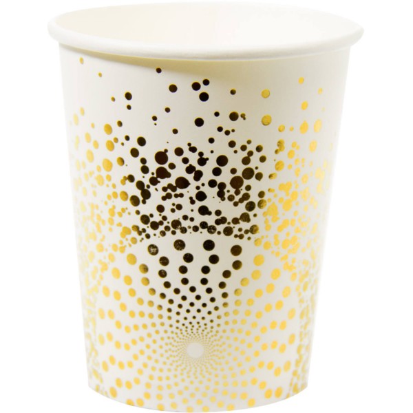 6 Golden Glamour Pappbecher 250ml