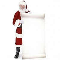Weihnachtsmann Pappaufsteller mit großer Wunschliste 1,8m