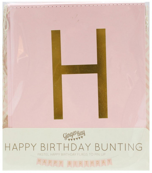 Gold-Rosa Happy Birthday Girlande 3