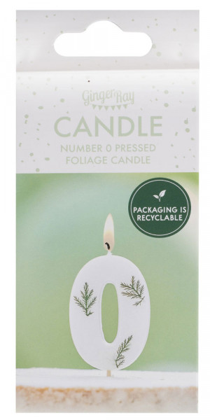 White Botanical Tortenkerze Zahl 0 3