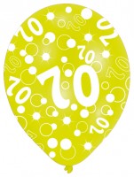 Vorschau: 6 bunte Luftballons 70.Geburtstag 27,5cm