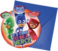 6 PJ Masks Pyjama Partynacht Einladungskarten
