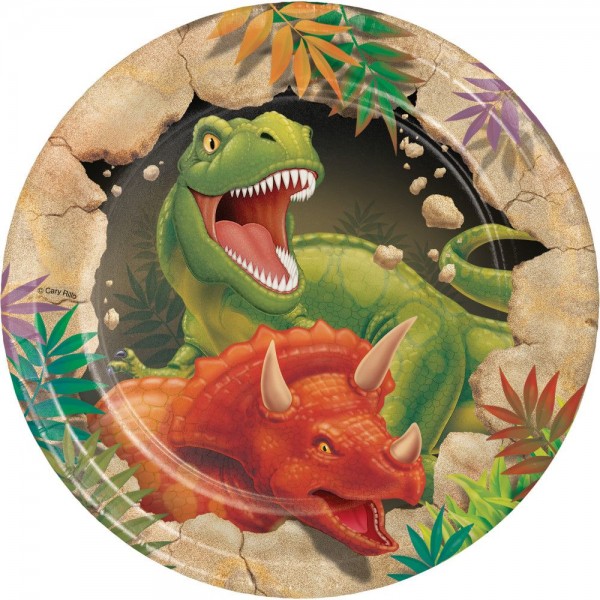 8 Höhlen Dino Pappteller 18cm