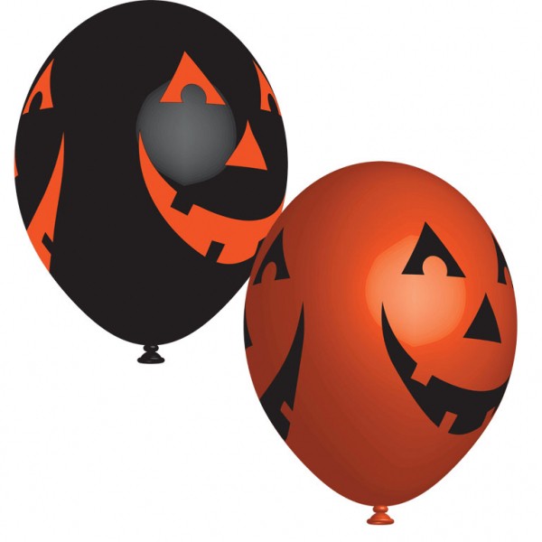 6 Halloween Latexballos Grinsekürbis 27cm