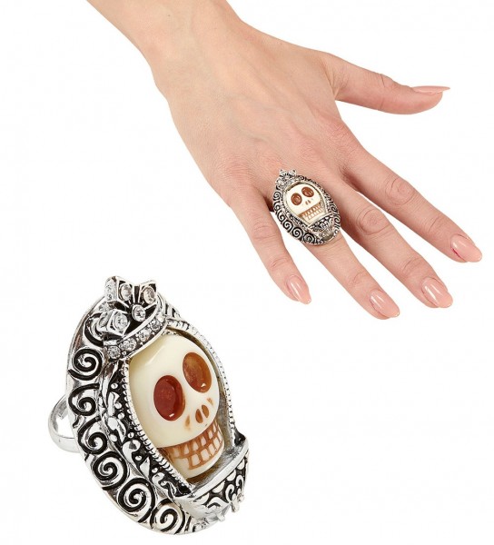 Weißer Kronen Totenkopf Ring