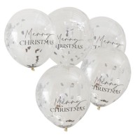 5 Merry and Bright Konfettiballons 30cm