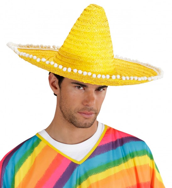 Exotischer Sombrero Mit Bommeln Gelb 50 cm 3