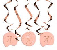 5 Rosy Blush 70th Birthday Spiralhänger