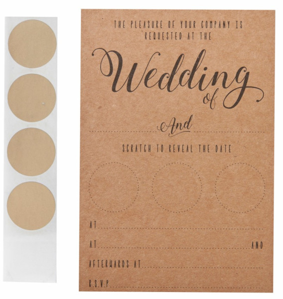 10 Vintage Scratch Hochzeitseinladungskarten