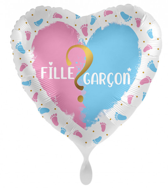 Boy or Girl Heart Folienballon FR 43cm