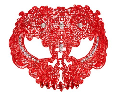 Rote Halbmaske Aus Spitze
