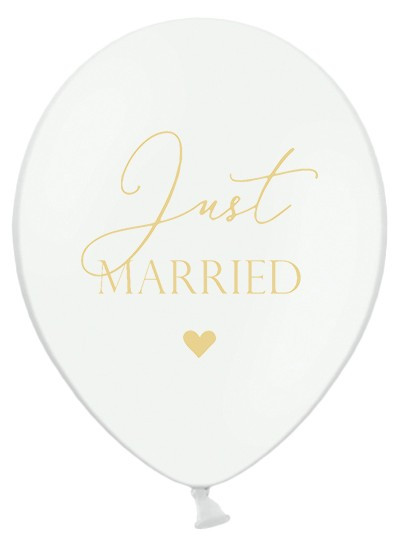 6 weiße Just Married Luftballons 30cm
