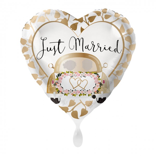 Just Married Herz Folienballon Auto 43cm