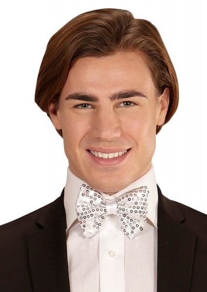 Silberne LED Pailletten Fliege