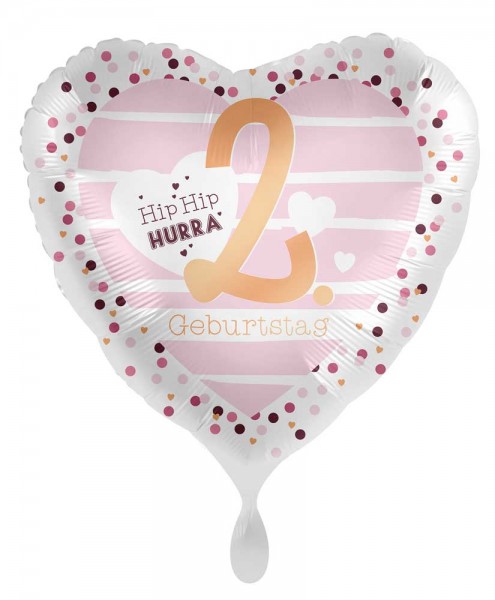 2. Geburtstag Herz Folienballon 45cm