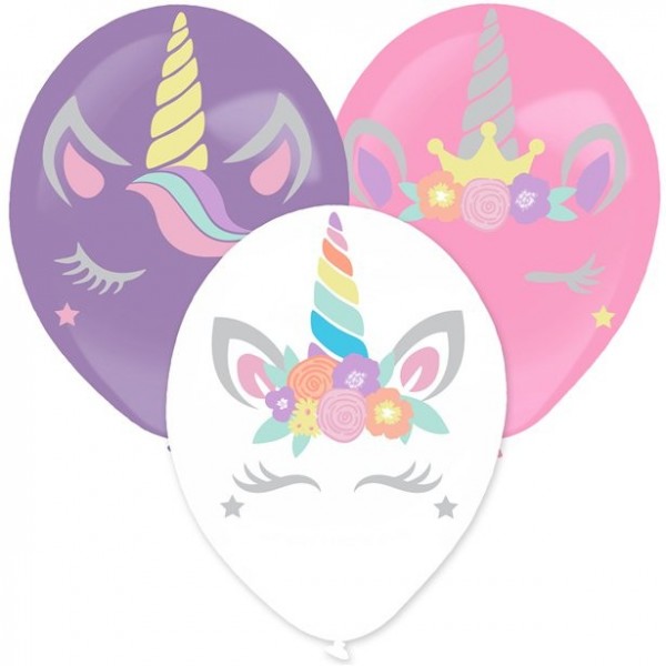 3 Latexballons mit Einhorn Stickern 35,5cm
