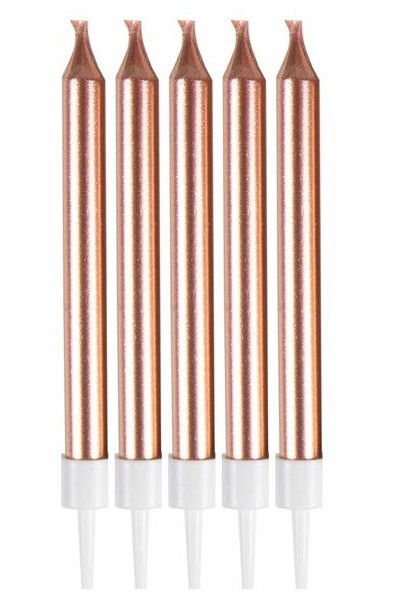 10 Tortenkerzen in Roségold 6cm