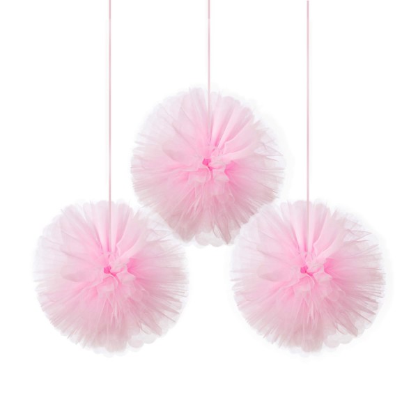 3 Kleine Ballerina Pompons aus Tüll