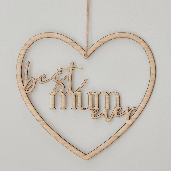 Best Mum ever Deko-Herz aus Holz