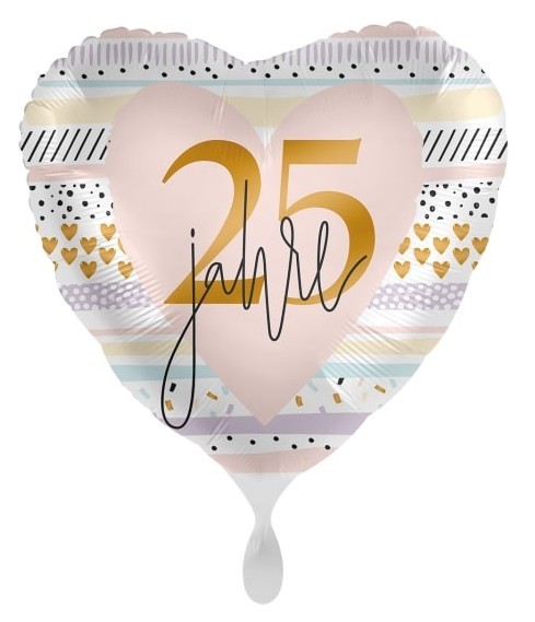 25 Rosige Jahre Herzballon 46cm