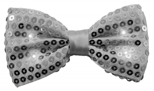 Leuchtende LED Pailletten Fliege grau
