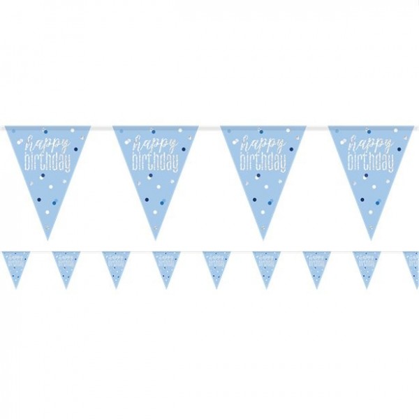 Sparkling Blue Birthday Wimpelkette 2,75m