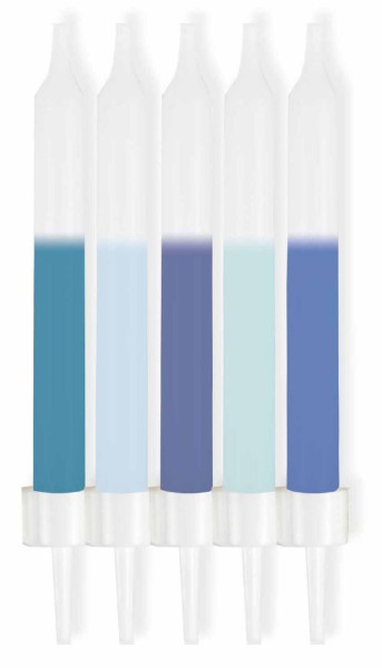 10 Blau-Weiße Tortenkerzen 6cm