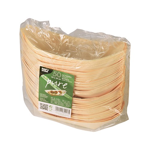 50 Holz Fingerfood Schalen Schiffchen 19 x 10cm 3