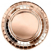 6 Roségold metallic Pappteller 18cm