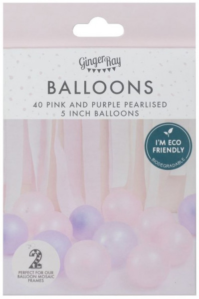40 Eco Latexballons Lila und Rosa 3