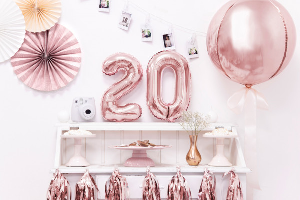 Metallic Zahlenballon 2 roségold 35cm 3