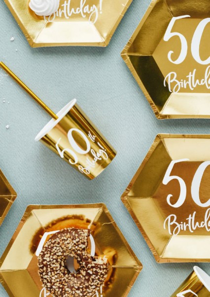 6 Glossy 50th Birthday Becher 220ml 3
